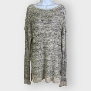 Vince Long Line Sweater | L | Linen Silk Blend | Open Knit Slub | Beachy Summer
